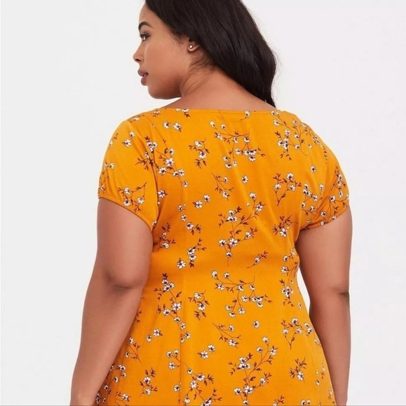 NWT Torrid Mustard In Color Floral Print BabyDoll Blouse Sizr 4X/26, Ret $44.90 - Picture 11 of 11